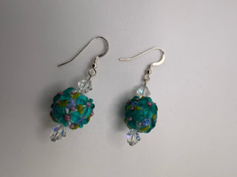 Vintage Murano Glass Sterling Silver Dangle 4.3cm Earrings - £15.64 GBP