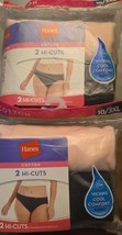 Hanes Women&#39;s 100% Cotton Hi-Cut 2 Pack Lot of 2 - Total of 4 Size 10/3XL - $16.82