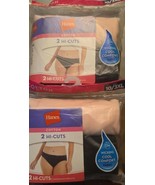 Hanes Women&#39;s 100% Cotton Hi-Cut 2 Pack Lot of 2 - Total of 4 Size 10/3XL - $307.26 MXN