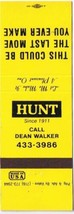 Matchbook Cover Hunt Real Estate Dean Walker  - $3.95