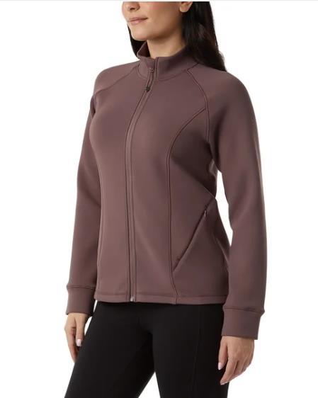 32 Degrees Womens Jacket Brown Full-Zip Pockets Stretch Active Workout Gym Soft Item image 2