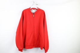 Vtg 90s Streetwear Mens XL Thermal Waffle Knit Lined Full Zip Sweatshirt USA Red - £55.35 GBP