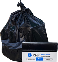 Trash Bags Leak Proof &amp; Puncture Free 95 Gallon 30 Count Plastic Black NEW - £35.42 GBP