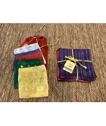 Pier 1 Christmas Holiday Metallic Fabric Coasters Beaded Sequin Cocktail... - $30.00