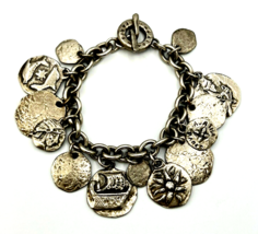 Vintage AGATHA PARIS Antiqued Silver Tone Viking Charm Bracelet - $63.36