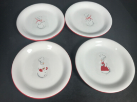 snowman dessert plates chef plates 6&quot; williams sonoma Christmas - £31.57 GBP