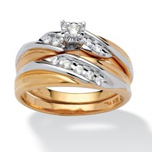 Wedding Engagement Ring Set 18K Gold Over Sterling Silver Size 5 6 7 8 9 10 - £198.23 GBP