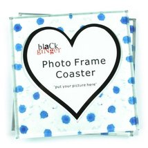 Set of 2 Personalised Glass Blue Daisys Coasters with heart space for ph... - $6.38