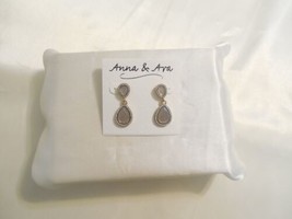 Anna &amp; Ava1 1-1/4&quot; Gold Tone Grey Stone Double Drop Earrings C545 - £9.19 GBP