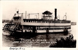 Steamer W.J. Quinlan Ferry Between Davenport and Rock Island RPPC Postcard Z13 - £15.94 GBP