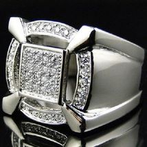 2.20Ct Diamond Men&#39;s Engagement Wedding Pinky Hip Band Ring 14K White Gold Over - £86.18 GBP