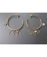 Juicy Couture Earrings Script Hoops Love P&amp; Gold Tone Crystals Vintage - $88.01 CAD