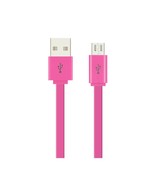 REIKO FLAT MICRO USB DATA CABLE 3.2FT IN PINK - $59.99