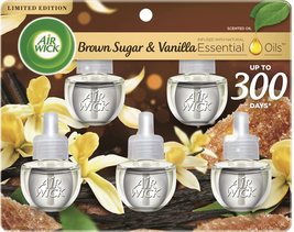 Air Wick Plug in Scented Oil Refill, 5 Ct, Brown Sugar and Vanilla, Air Freshene - $17.33