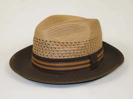 Men's Bruno Capelo Hollywood 2-Tone Straw Style Fedora Hat HW796 Tan/Brown image 4