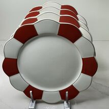 4 Grace Teaware Salad Plates Red White Scalloped Edge Christmas Holiday new - $56.38