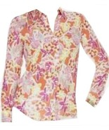 Chaps by Ralph Lauren Womens Plus 1X Georgette Floral Coral Button Blous... - £31.78 GBP