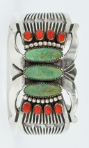 Vicki Orr Vintage Fox Turquoise and Coral Cuff - £555.55 GBP