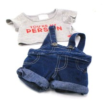 Build A Bear Denim Overalls Grey Shirt.You&#39;re My Person - $260.16 MXN