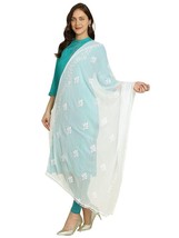 chiffon dupatta embroidered white net chunri phulkari for women - £13.54 GBP