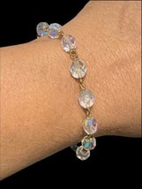 vintage gold filled with facted crystal beads bracelet 7.5” - £19.95 GBP