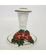 Hermitage Pottery White Holly Berry Christmas Taper Candle Holder VTG - £6.13 GBP