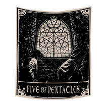 Anyhouz Tapestry Black Pentacles 150X100 cm Tarot Card Psychedelic Scene Art Hip - £23.09 GBP