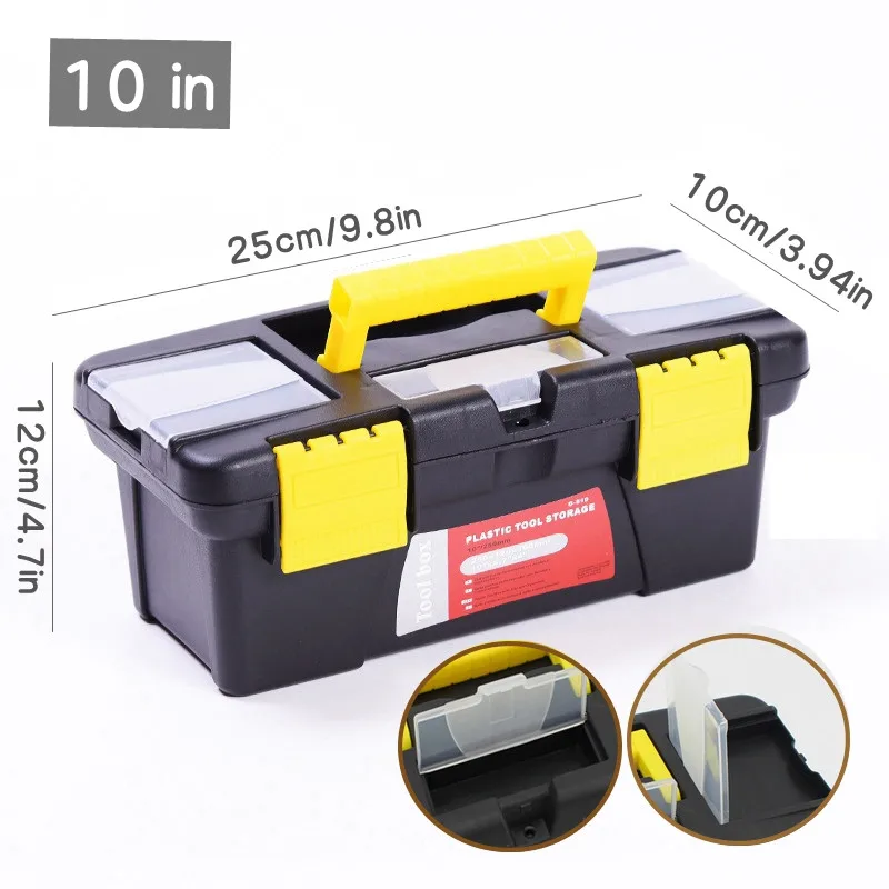 10in Household Toolbox Double Layer Tool Storage Boxes Vehicle Multifunctional W - £59.68 GBP
