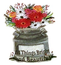 Custom and Unique Spring Blooms with Vase[All Things Bright and Beautiful ] Embr - £20.56 GBP