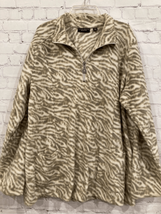 Susan Graver Weekend Womens XL Quarter Zip Fleece Jacket Animal Print Tan Beige - £19.65 GBP