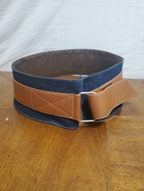 Moda International Denim Leather Extra Wide Belt Size Medium 38 Inches - $549.56 MXN