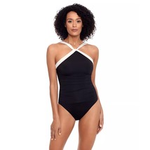 Lauren Ralph Lauren Bel Air High Neck One-Piece Swimsuit Black White 4 - £41.69 GBP
