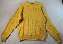 Nautica Sweater Men Medium Yellow 100% Cotton Knit Long Raglan Sleeve Ro... - $17.49