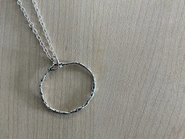 Sterling Silver Circle Necklace, Dainty Silver Circle, Open Circle, Silver Circl - £20.38 GBP