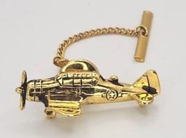 Vintage 1970&#39;s Beechcraft AT-6 Wolverine Gold Tone Pewter Tie Tac Lapel Pin A1-6 - £15.14 GBP