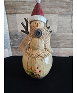 Handmade 11” Snowman in Santa Hat &amp; Scarf - £15.21 GBP