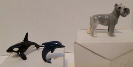 HAGEN RENAKER Miniature Figurine Lot Schnauzer Dog Killer Whale &amp; Dolphin - £35.53 GBP