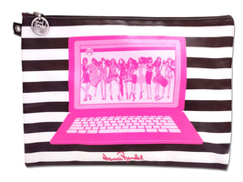Henri Bendel Striped Women Girls Black White Pink Strapless Laptop Bag 14 x 10&quot; - £36.85 GBP