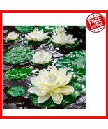 9 PCS White Artificial Lotus Floating Pads - Perfect for Gardens &amp; Parties - $39.46 CAD