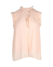 Ba&amp;Sh Shirred Ruffle Top In Viscose Women Pink Xs - £110.81 GBP