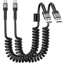Usb C Charger Cable Fast Charging, Coiled Usb A To Usb C Cable For Car, Retracta - £25.22 GBP