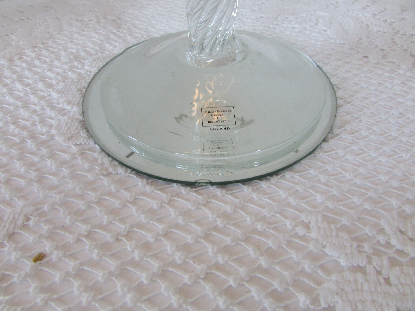 Reed & Barton Miller Rogaska Crystal Cake Plate Stand 8.75" Platinum Rim Tag Item image 4