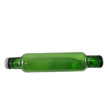 Vintage Green Art Glass Rolling Pin With Screw On Cap Hollow - £46.92 GBP