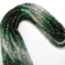 Natural Shaded Emerald 3-4.5mm Faceted Round Gemstone Beads 16&quot; Strand BDS-1001 - £168.26 GBP