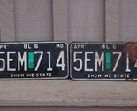 1996 Missouri License Plates 5EM 714 MO Black &amp; White Pair - $14.85