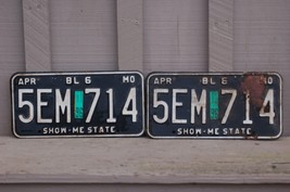1996 Missouri License Plates 5EM 714 MO Black &amp; White Pair - £11.87 GBP