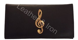 New G Clef Music Note Design Leather Checkbook Cover - £17.65 GBP