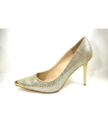 Size 8 PLEASER Women High Heel Stiletto Pump Gold Lurex Sparkle Holiday ... - $27.99