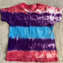 Fruit of the Loom Girls Pink Purple Blue Tie Dye Short Sleeve Shirt XS 4T - $7.35