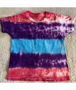 Fruit of the Loom Girls Pink Purple Blue Tie Dye Short Sleeve Shirt XS 4T - £5.88 GBP
